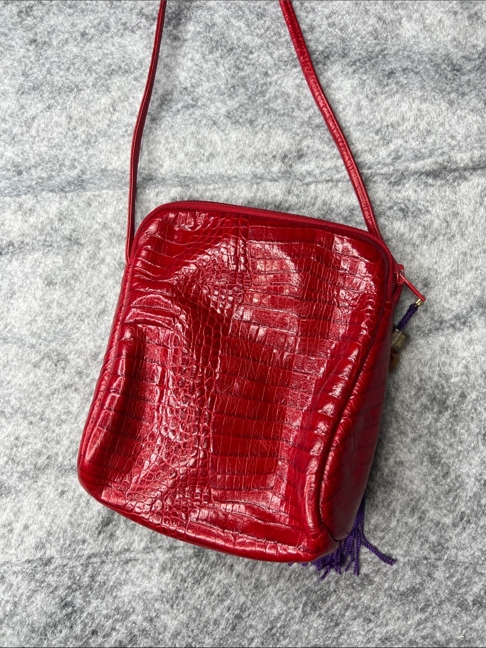 Sharif Multicolor Woven Crossbody Bag with Purple Tassel - Picture 2 of 11